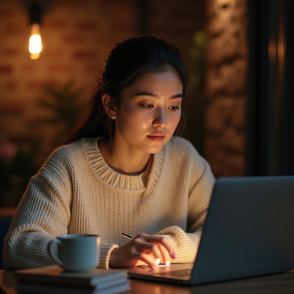 Студент за ноутбуком изучает образовательные материалы