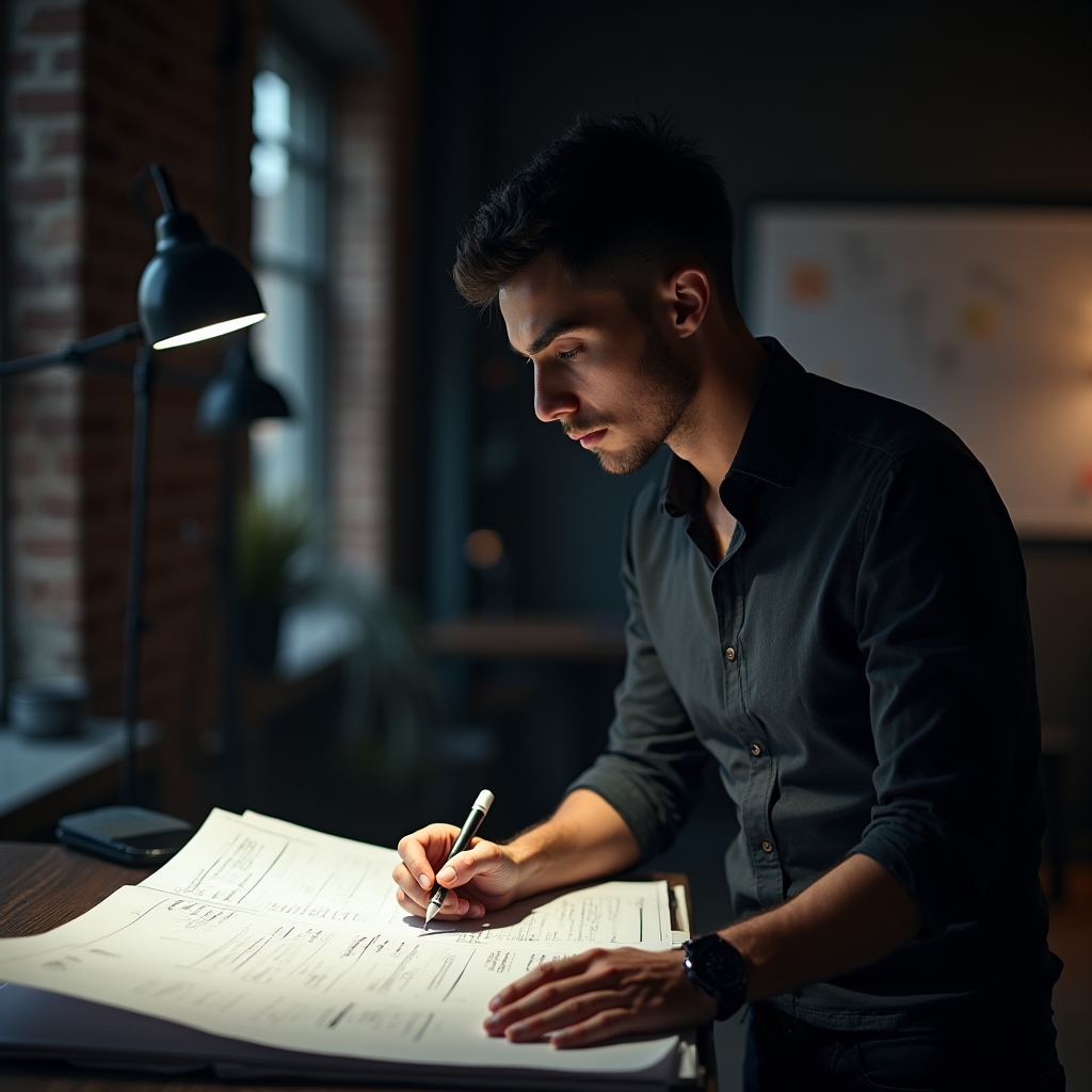Молодой предприниматель разрабатывает бизнес-план